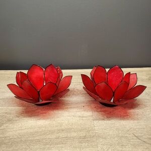 2 capiz shell, lotus flower tealight holders